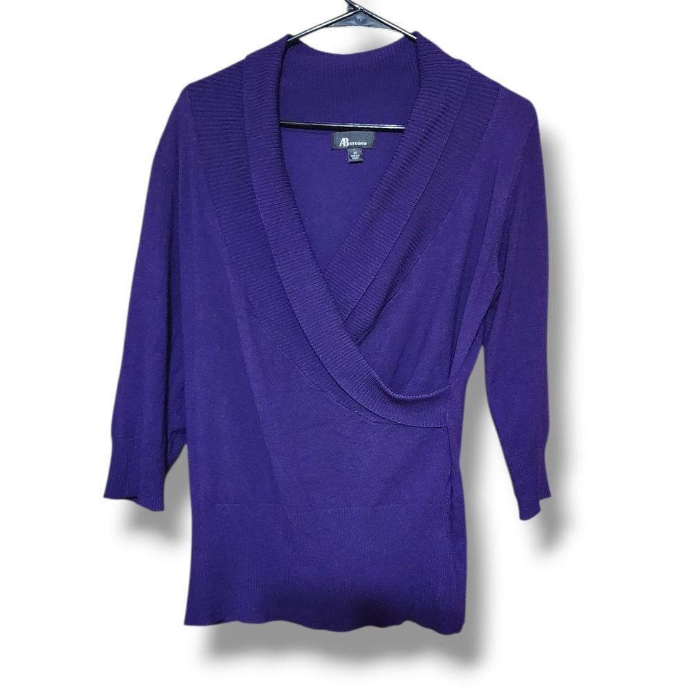 AB Studio Deep Purple V-Neck Sweater